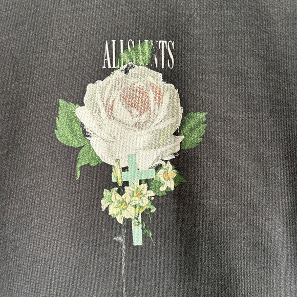 AllSaints Wreath Hoodie in Washed Black - Picture 3 of 9